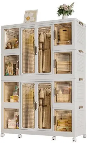 Portable Wardrobe Closet Storage Organizer for Clothes,Clothes Dresser,12 Magnetic Doors-12 Cubes & 2 Hanging Rod,16 pcs hangers , Baby Wardrobe Storage Cabinet,White Portable Wardrobe Closet Storage Organizer for Clothes,Clothes Dresser,12 Magnetic Doors-12 Cubes & 2 Hanging Rod,16 pcs hangers , Baby Wardrobe Storage Cabinet,White