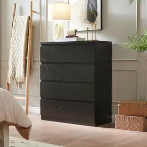 4 Drawer Dresser,Modern Storage Chest Of Drawers,31.5In Black Dresser For Closet With Handle-Free Design, Closet Chests Organizer For Bedroom, Living Room,Black 4 Drawer Dresser,Modern Storage Chest Of Drawers,31.5In Black Dresser For Closet With Handle-Free Design, Closet Chests Organizer For Bedroom, Living Room,Black