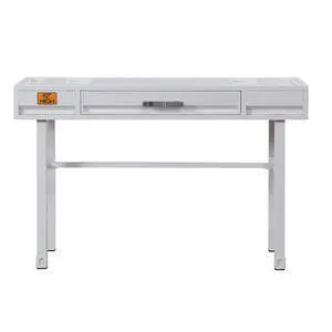 Metal Vanity Desk with One Drawer, White Metal Vanity Desk with One Drawer, White