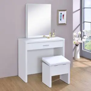 Walsh White Makeup Vanity Table with Mirror and Stool Walsh White Makeup Vanity Table with Mirror and Stool