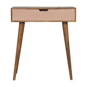 Solid wood Mini Pink Dressing Table, 4 Compartments, Nordic Legs, Pink and Light Brown Solid wood Mini Pink Dressing Table, 4 Compartments, Nordic Legs, Pink and Light Brown