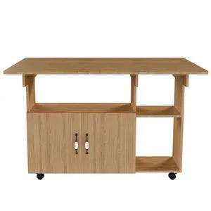 Multi-Functional Folding Table with Storage Shelves and Wheels, 47 Inch Foldable Dining Table for Small Spaces, Compact Desk for Kitchen, Dorm, Office Multi-Functional Folding Table with Storage Shelves and Wheels, 47 Inch Foldable Dining Table for Small Spaces, Compact Desk for Kitchen, Dorm, Office