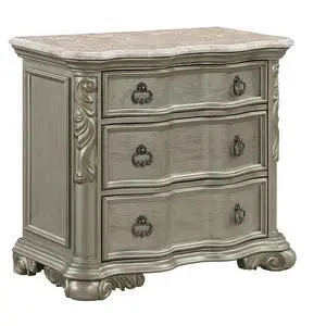Bella Traditional Style Nightstand With Marble In Champagne Bella Traditional Style Nightstand With Marble In Champagne