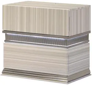 Leonor Modern Style 2 Drawer Nightstand Made With Wood And Led Lighting In Gray With Clean Linear Detailing Leonor Modern Style 2 Drawer Nightstand Made With Wood And Led Lighting In Gray With Clean Linear Detailing