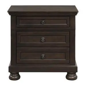 Transitional Design Nightstand Grayish Brown Finish Two Dovetail Drawers Bun Feet Wooden Furniture Transitional Design Nightstand Grayish Brown Finish Two Dovetail Drawers Bun Feet Wooden Furniture