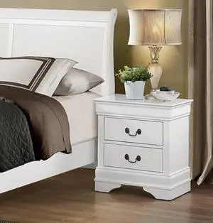 Traditional Design White Finish Nightstand 1Pc Antique Drop Handles Drawers Bed Side Table Bedroom Furniture Traditional Design White Finish Nightstand 1Pc Antique Drop Handles Drawers Bed Side Table Bedroom Furniture