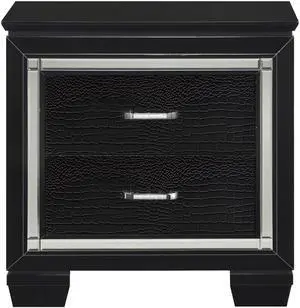 Glamourous Black Finish 1Pc Nightstand 2X Dovetail Drawers Faux Alligator Embossed Fronts Bedroom Furniture Glamourous Black Finish 1Pc Nightstand 2X Dovetail Drawers Faux Alligator Embossed Fronts Bedroom Furniture
