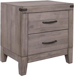 Brownish Gray Finish 1Pc Nightstand Melamine Laminate 2X Drawers Dark Metal Hardware Bed Side Table Brownish Gray Finish 1Pc Nightstand Melamine Laminate 2X Drawers Dark Metal Hardware Bed Side Table