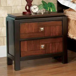 Acacia Walnut 1Pc Nightstand Only Transitional Solid Wood 2-Drawers Square Chrome Knobs Multitone Unique Nightstand Acacia Walnut 1Pc Nightstand Only Transitional Solid Wood 2-Drawers Square Chrome Knobs Multitone Unique Nightstand