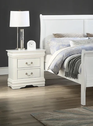 1pc White Finish Two Drawers Louis Philip Nightstand Solid Wood Contemporary & Simple Style 1pc White Finish Two Drawers Louis Philip Nightstand Solid Wood Contemporary & Simple Style