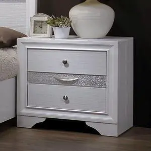 Contemporary 1Pc Nightstand White Finish Silver Accents Hidden Jewelry Drawer Nickel Round Knob Bedside Table Bedroom Furniture Contemporary 1Pc Nightstand White Finish Silver Accents Hidden Jewelry Drawer Nickel Round Knob Bedside Table Bedroom Furniture