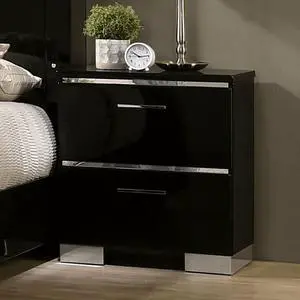 Contemporary 1Pc Nightstand Black Color High Gloss Lacquer Coating Chrome Handles And Feet Bedside Table W Usb Charger Bedroom Furniture Contemporary 1Pc Nightstand Black Color High Gloss Lacquer Coating Chrome Handles And Feet Bedside Table W Usb Charger Bedroom Furniture