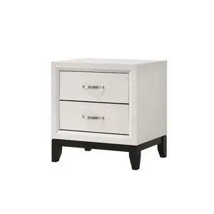 Contemporary 2-Drawer Nightstand End Table White Finish Two Storage Drawers Metal Handles Bedroom Living Room Wooden Furniture Contemporary 2-Drawer Nightstand End Table White Finish Two Storage Drawers Metal Handles Bedroom Living Room Wooden Furniture