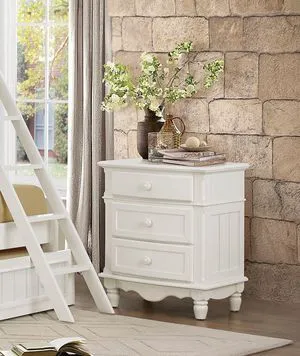 Classic Traditional White Finish 3 Drawers Nightstand 1Pc Decorative Accents Wooden Bedroom Furniture Bedside Table Turned Feet Classic Traditional White Finish 3 Drawers Nightstand 1Pc Decorative Accents Wooden Bedroom Furniture Bedside Table Turned Feet