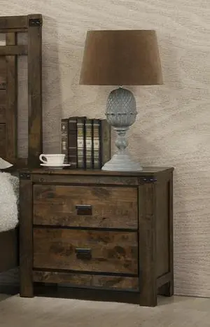 1pc Rustic Brown Two Drawer Nightstand Bedroom Solid Wood Wooden Furniture Nightstand End Table 1pc Rustic Brown Two Drawer Nightstand Bedroom Solid Wood Wooden Furniture Nightstand End Table