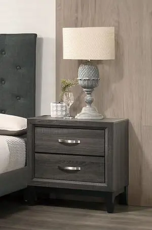 Bedroom Furniture Rustic Grey Oak Simple 1Pc Nightstand 2-Drawers Bed Side Table Solidwood Bedroom Furniture Rustic Grey Oak Simple 1Pc Nightstand 2-Drawers Bed Side Table Solidwood