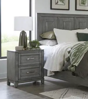 Gray Finish Nightstand With 2X Storage Drawers Wooden Bedroom Furniture 1Pc Gray Finish Nightstand With 2X Storage Drawers Wooden Bedroom Furniture 1Pc