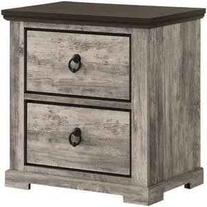 1Pc Contemporary Rustic Gray Two-Tone Finish Two Drawers Nightstand Metal Pull Knobs Wooden Bedroom Furniture 1Pc Contemporary Rustic Gray Two-Tone Finish Two Drawers Nightstand Metal Pull Knobs Wooden Bedroom Furniture