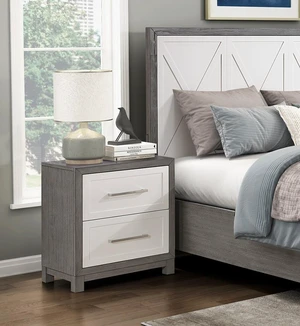 Two Drawers Nightstand Ivory And Gray Finish Bedroom Furniture 1Pc Two Drawers Nightstand Ivory And Gray Finish Bedroom Furniture 1Pc