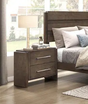 Transitional Dark Walnut Finish Two Drawers Nightstand 1Pc Wooden Bedroom Furniture Solid Rubberwood Transitional Dark Walnut Finish Two Drawers Nightstand 1Pc Wooden Bedroom Furniture Solid Rubberwood
