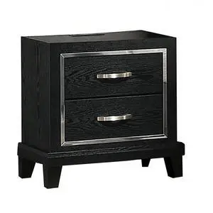 Contemporary Style 1Pc Nightstand Chrome Handles Tapered Legs Usb Port Black Finish Bedroom Furniture Contemporary Style 1Pc Nightstand Chrome Handles Tapered Legs Usb Port Black Finish Bedroom Furniture