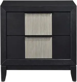 Contemporary 2-Drawer Nightstand Charcoal Gray Finish Solid Wood Bedroom Furniture 1pc Bedside Table Reeded Front Panels Contemporary 2-Drawer Nightstand Charcoal Gray Finish Solid Wood Bedroom Furniture 1pc Bedside Table Reeded Front Panels