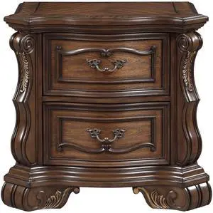 Formal Traditional Dark Brown Finish Luxury Nightstand Of 2X Drawers Gold Accent Detailing Bedroom Furniture 1Pc Bedside Cabinet Formal Traditional Dark Brown Finish Luxury Nightstand Of 2X Drawers Gold Accent Detailing Bedroom Furniture 1Pc Bedside Cabinet
