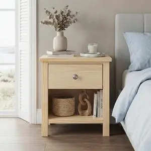 1-Drawer Nightstand With Storage Cubby Natural Pine Finish Wooden Bedroom Furniture 1Pc Bedside Table 1-Drawer Nightstand With Storage Cubby Natural Pine Finish Wooden Bedroom Furniture 1Pc Bedside Table