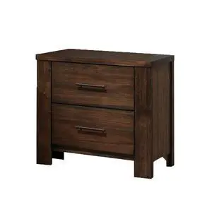 Wooden Nightstand With 2 Drawers In Oak Finish Wooden Nightstand With 2 Drawers In Oak Finish