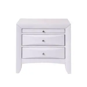 Wooden Nightstand With 2 Drawers And 1 Tray, White Wooden Nightstand With 2 Drawers And 1 Tray, White