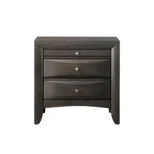 Wooden Nightstand With 2 Drawers And 1 Tray, Gray Oak Wooden Nightstand With 2 Drawers And 1 Tray, Gray Oak