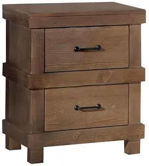 Wooden Nightstand With 2 Drawers In Antique Oak Finish Wooden Nightstand With 2 Drawers In Antique Oak Finish