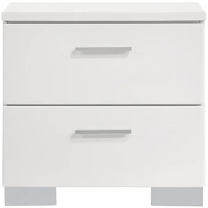 2-Drawer Nightstand In White High Gloss Finish 2-Drawer Nightstand In White High Gloss Finish