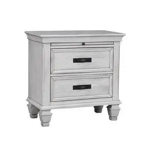 Mdf Nightstand With 2 Drawers In Distressed White Finish Mdf Nightstand With 2 Drawers In Distressed White Finish