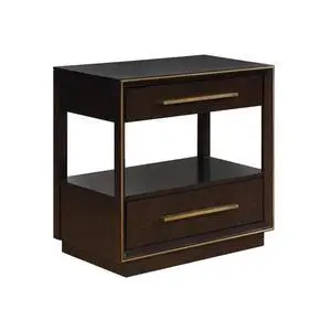 2 Drawers Nightstand With Shelf In Smoked Peppercorn Finish 2 Drawers Nightstand With Shelf In Smoked Peppercorn Finish