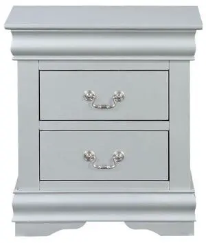 Wooden Nightstand With 2 Drawers In Platinum Finish Wooden Nightstand With 2 Drawers In Platinum Finish