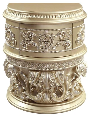 2 Drawers Resin Nightstand In Champagne Silver Finish 2 Drawers Resin Nightstand In Champagne Silver Finish