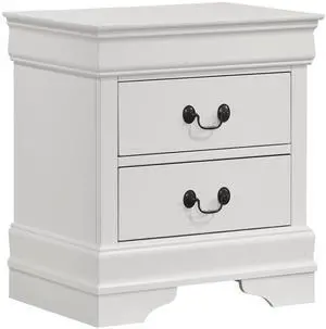 2-Drawer Nightstand With Bracket Feet, White 2-Drawer Nightstand With Bracket Feet, White