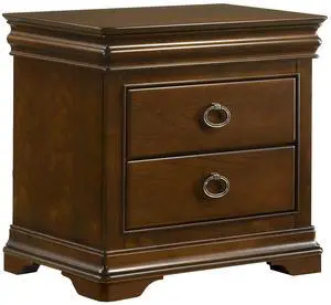 3-Drawer Nightstand With Usb Ports, Brown Cherry 3-Drawer Nightstand With Usb Ports, Brown Cherry