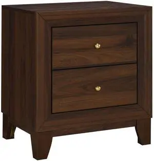 Walnut Finish Nightstand With 2 Ample Drawers Walnut Finish Nightstand With 2 Ample Drawers