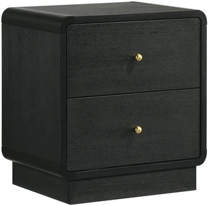 2-Drawer Nightstand Bedside Table, Black 2-Drawer Nightstand Bedside Table, Black