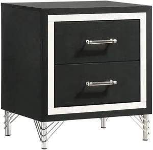 2 Drawers Modern Nightstand Bedside Table, Black 2 Drawers Modern Nightstand Bedside Table, Black