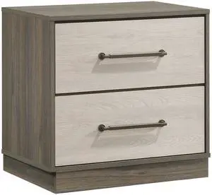 2-Drawer Nightstand With Floating Base Design, Grey Oak 2-Drawer Nightstand With Floating Base Design, Grey Oak