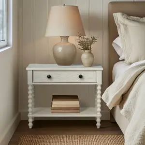 Large Nightstand, Antique Cream Large Nightstand, Antique Cream