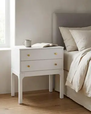 Alonso 2-Drawer Modern Nightstand In White Alonso 2-Drawer Modern Nightstand In White