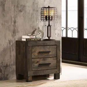 Rustic Golden Brown 2-Drawer Nightstand Rustic Golden Brown 2-Drawer Nightstand