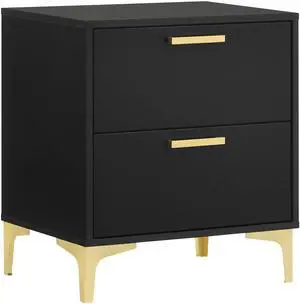 Black And Gold 2-Drawer Rectangular Nightstand Black And Gold 2-Drawer Rectangular Nightstand