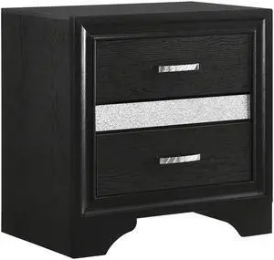 Black 2-Drawer Nightstand With Hidden Jewelry Tray Black 2-Drawer Nightstand With Hidden Jewelry Tray