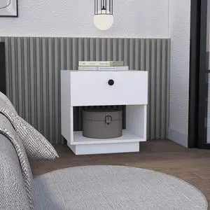 Paris 1 Drawer Nightstand , End Table, Side Table Open Lower Shelf -White Paris 1 Drawer Nightstand , End Table, Side Table Open Lower Shelf -White