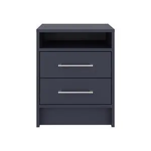 Eter Nightstand Minimalist Modern Style, Superior Top Shelf, One Open Storage Shelf And Two Drawers, Light Oak, Blue Eter Nightstand Minimalist Modern Style, Superior Top Shelf, One Open Storage Shelf And Two Drawers, Light Oak, Blue